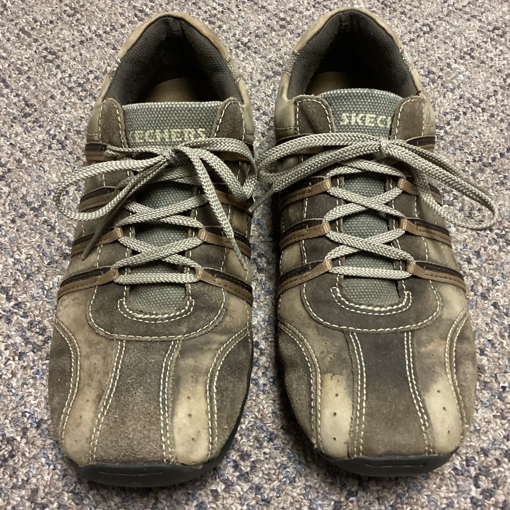 Skechers Brown Leather Casual Tie Shoes * Size Mens 11